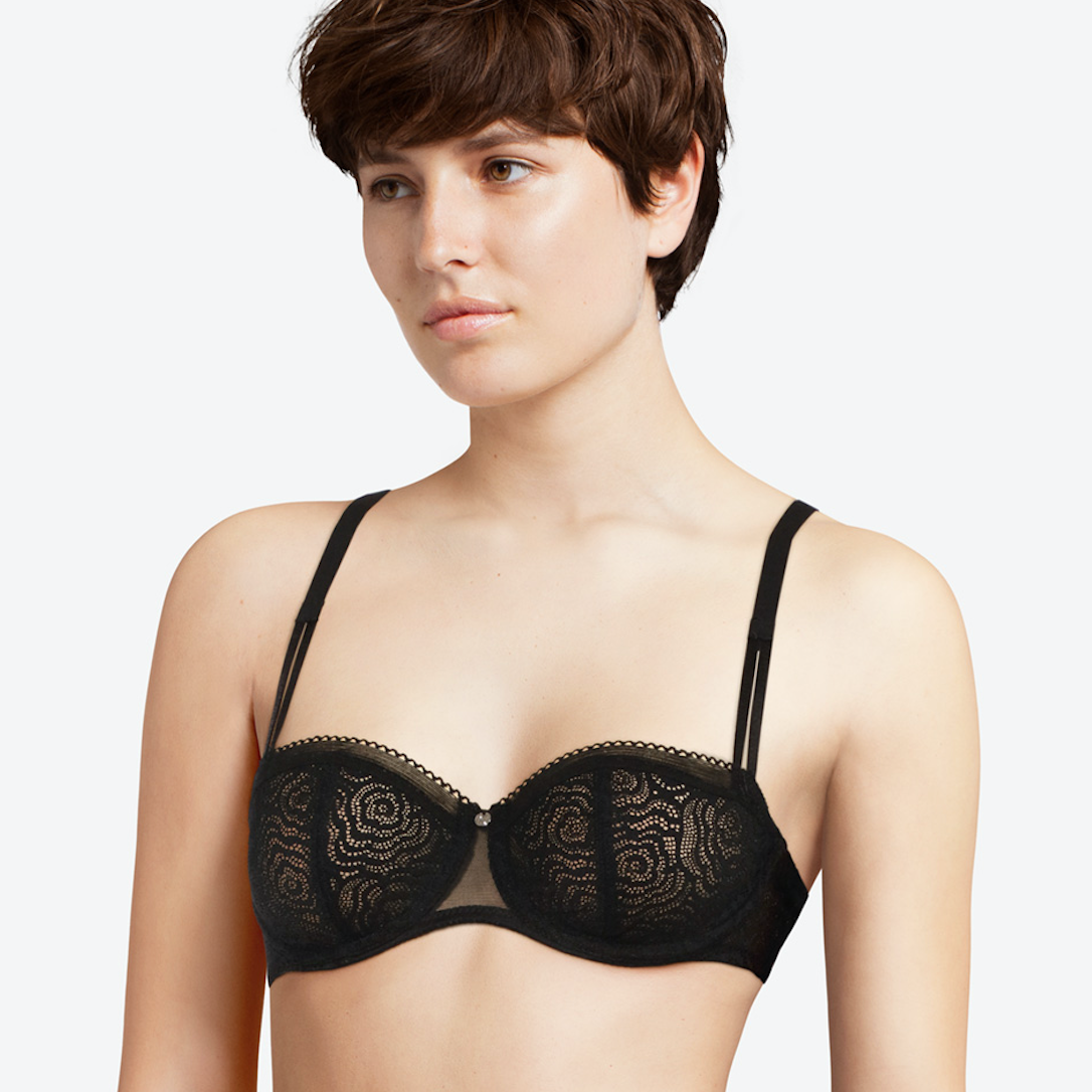 Chantelle C Jolie Lace Unlined Demi Bra - Black