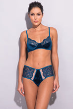 Load image into Gallery viewer, Pomegranate Love Lace and Velvet Bra
