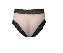 Load image into Gallery viewer, Our most comfortable panty ever. Elastic-free geometric sparkle lace and sheer stretch tulle compose this mid-rise panty, lined in 100% cotton.
